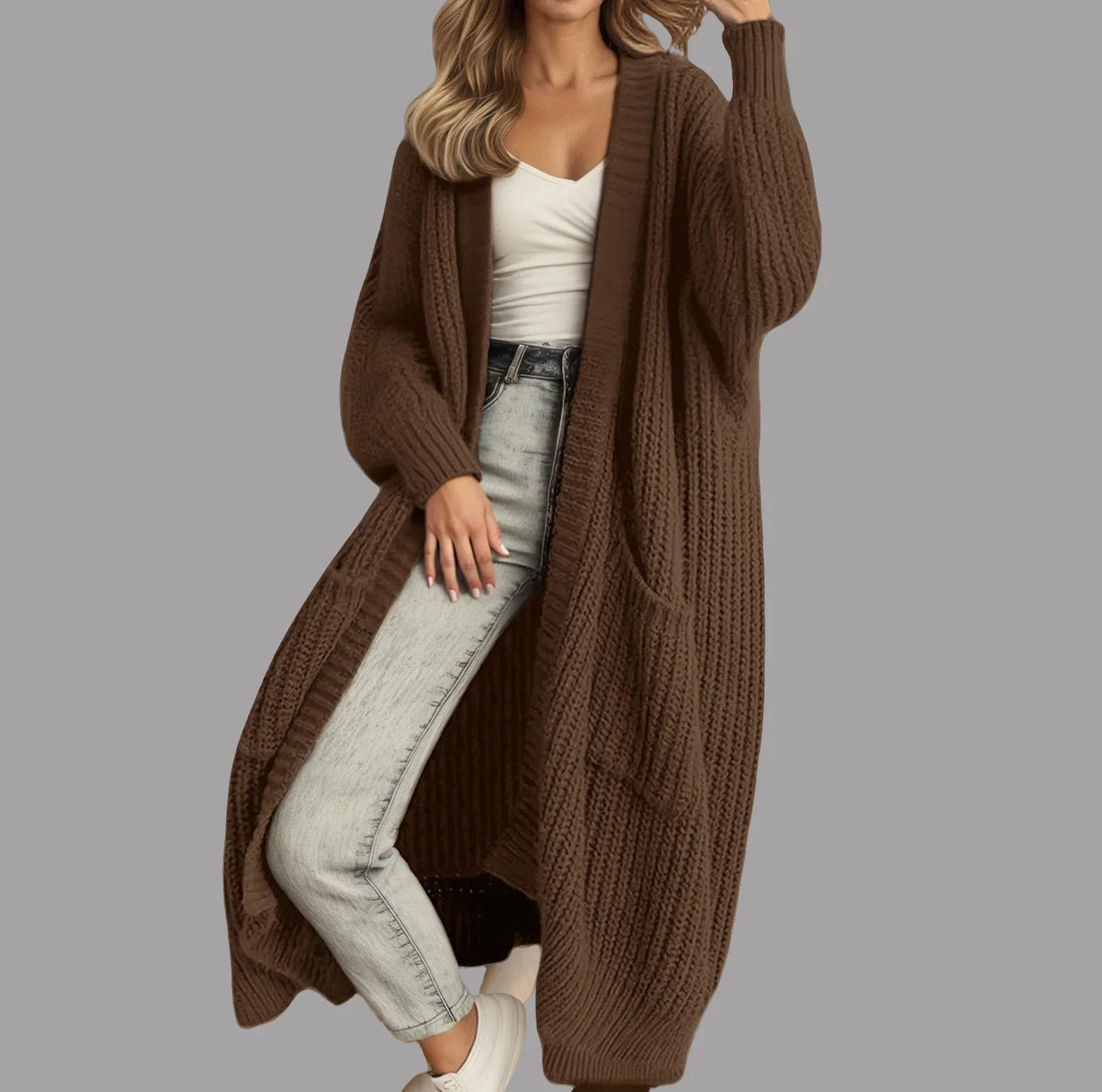 Autumn Luxe Oversized Open-Front Duster Coat