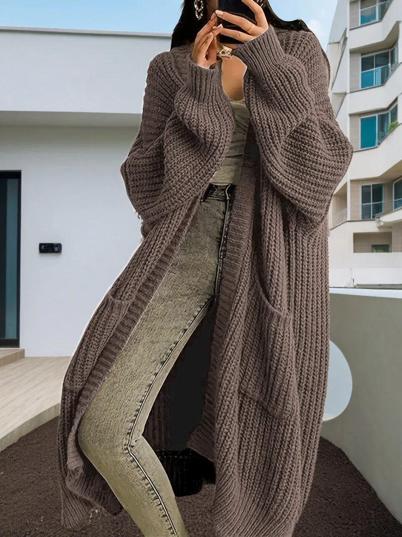 Autumn Luxe Oversized Open-Front Duster Coat
