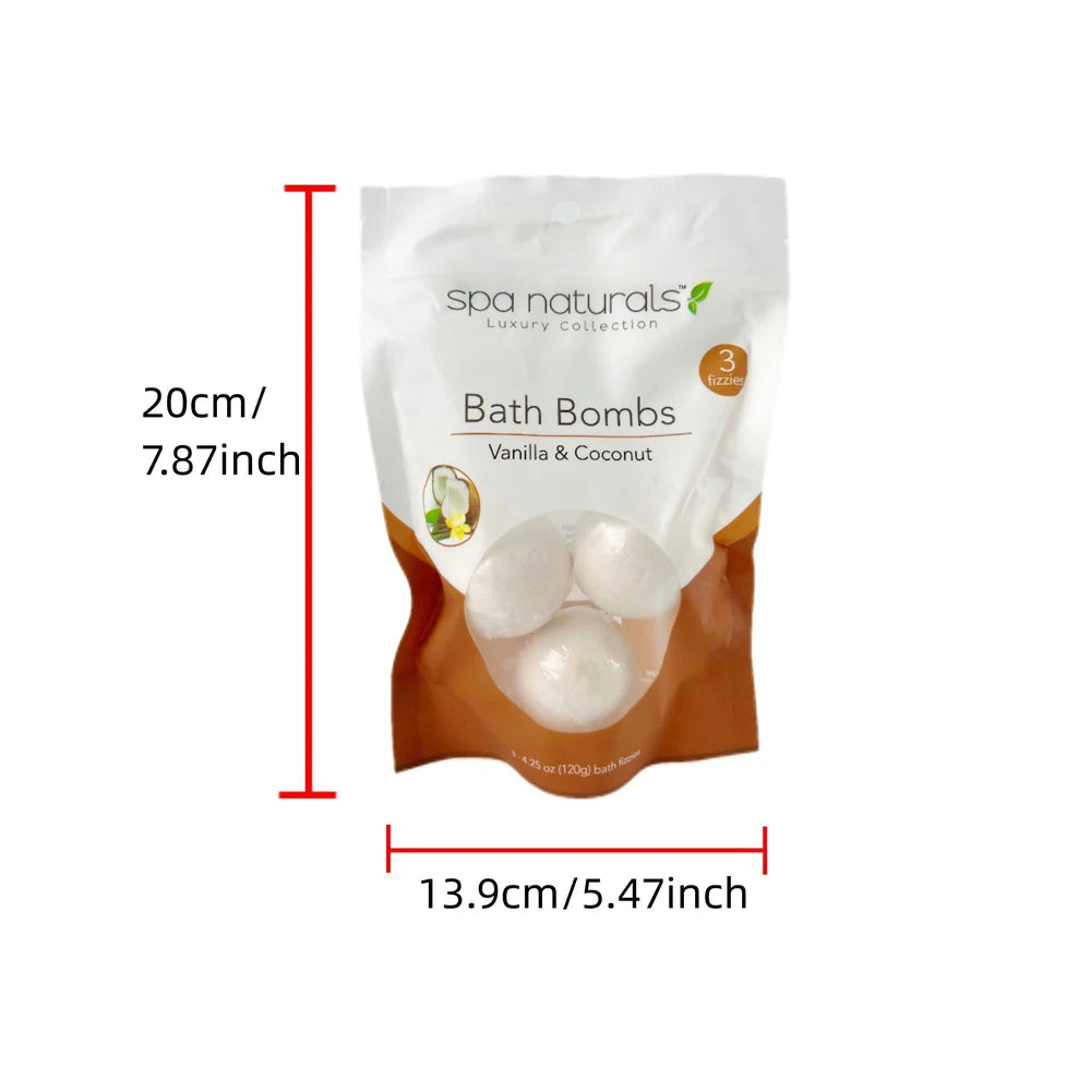 Vanilla & Coconut Bath Bombs, Luxury Spa Collection, Effervescent & Nourishing Bath Fizzies for Personal Care