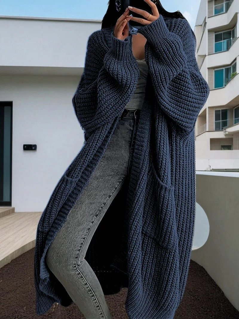 Autumn Luxe Oversized Open-Front Duster Coat