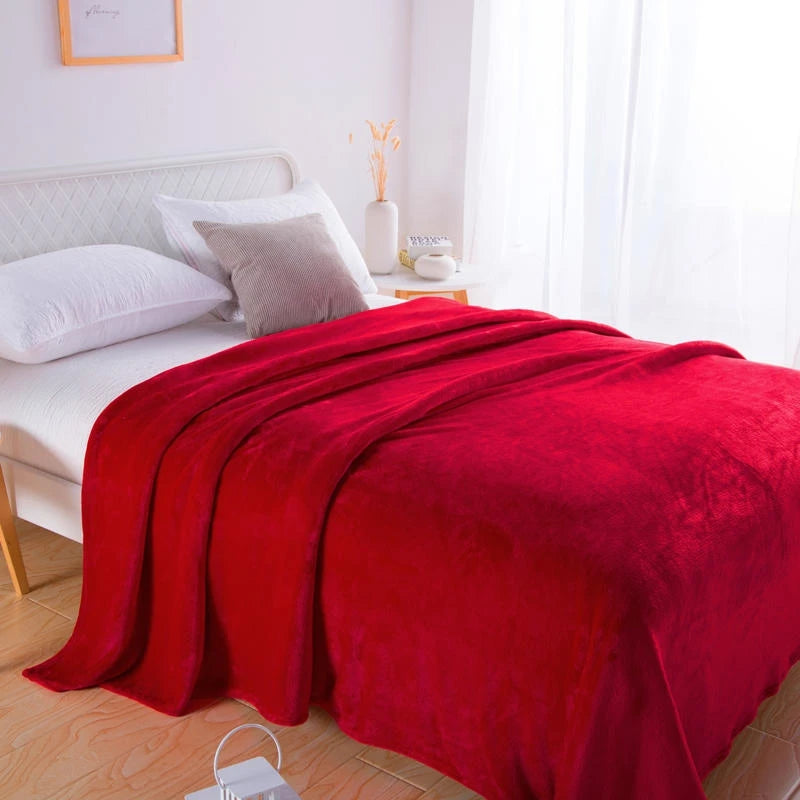 Haven Crimson Plush Throw Blanket