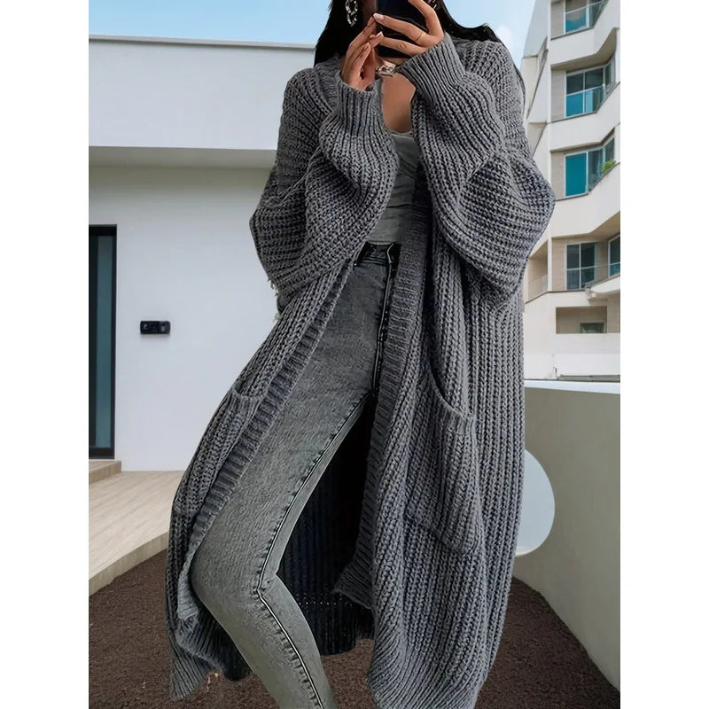 Autumn Luxe Oversized Open-Front Duster Coat