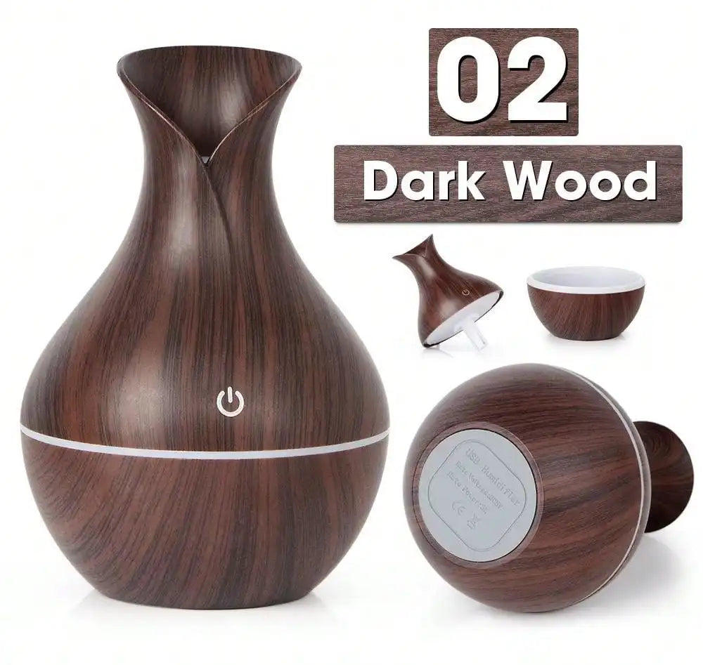 Wood Accent Compact Desk & Bedroom Essential Diffuser (USB)