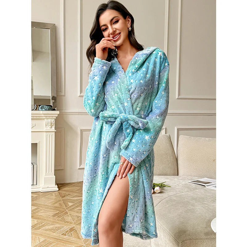 Serene Autumn Double-Side Fleece Robe