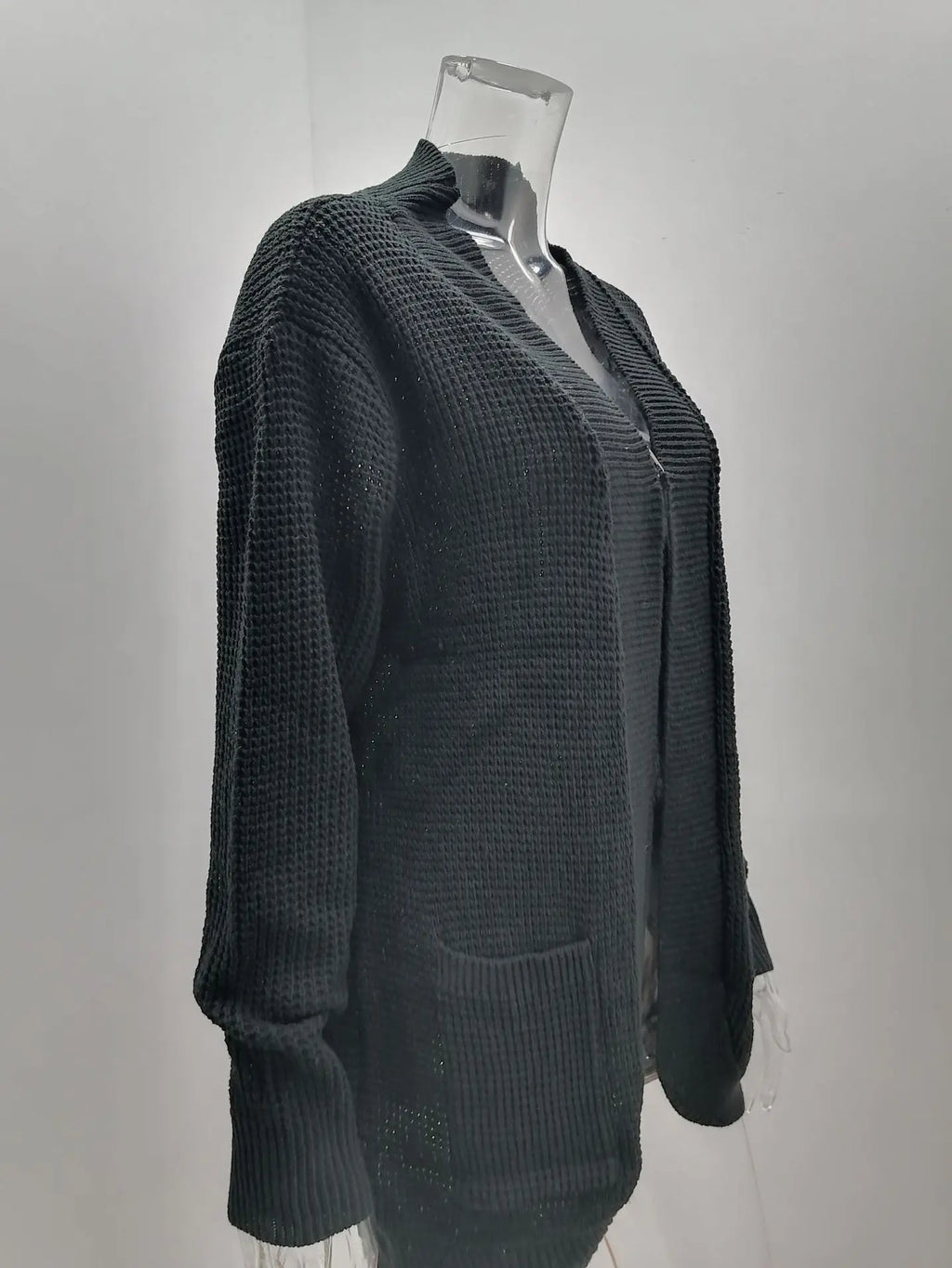 Soft Knit Curve-Pocket Sweater Cardigan