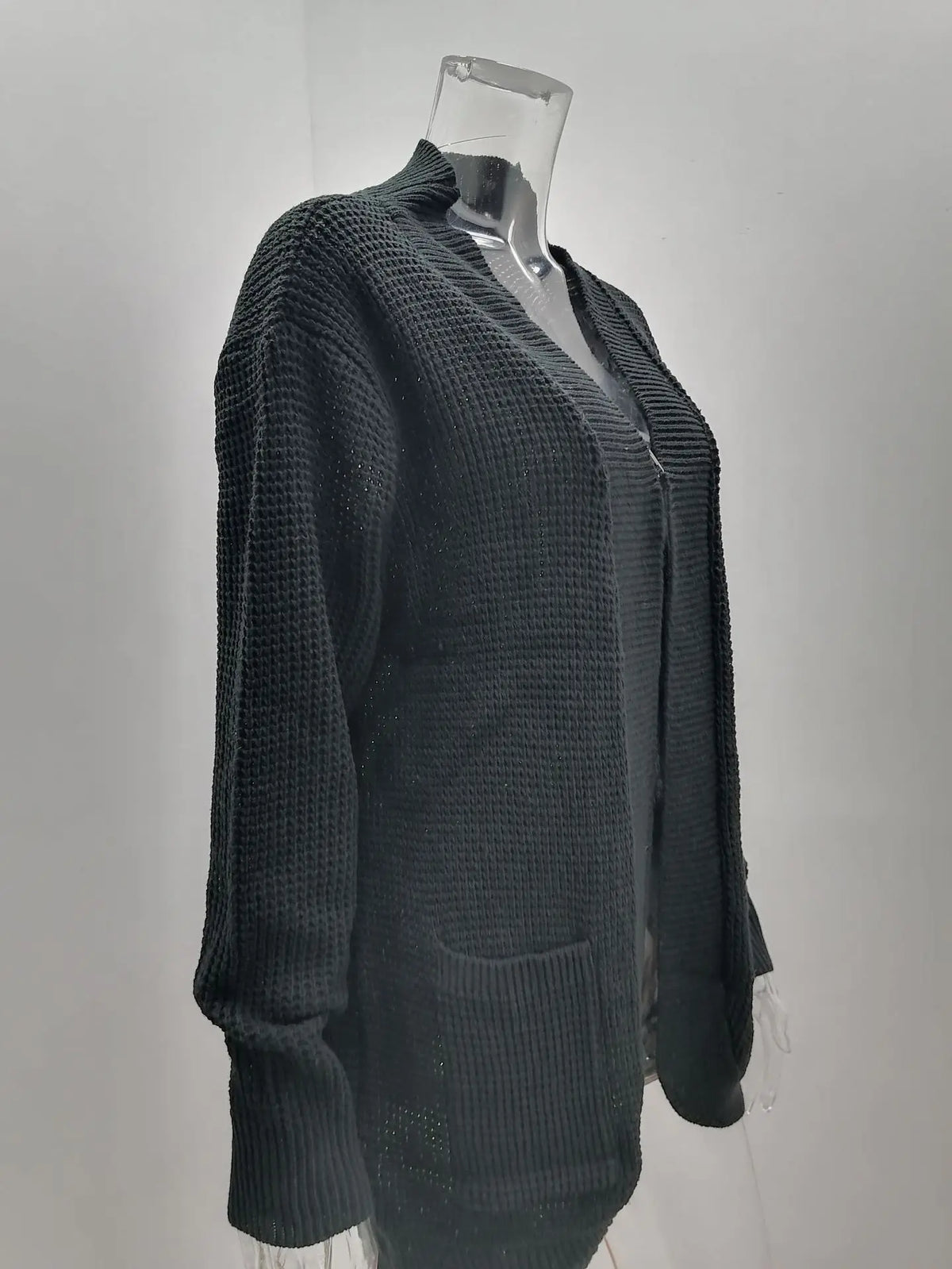 Soft Knit Curve-Pocket Sweater Cardigan