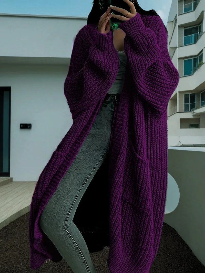 Autumn Luxe Oversized Open-Front Duster Coat