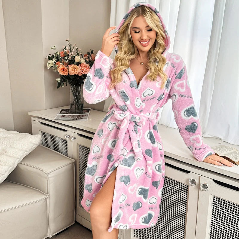 Serene Autumn Double-Side Fleece Robe
