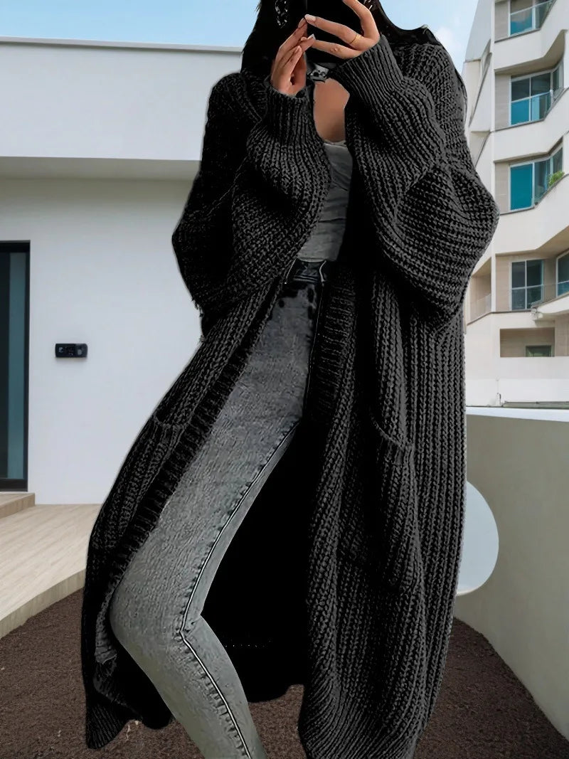 Autumn Luxe Oversized Open-Front Duster Coat