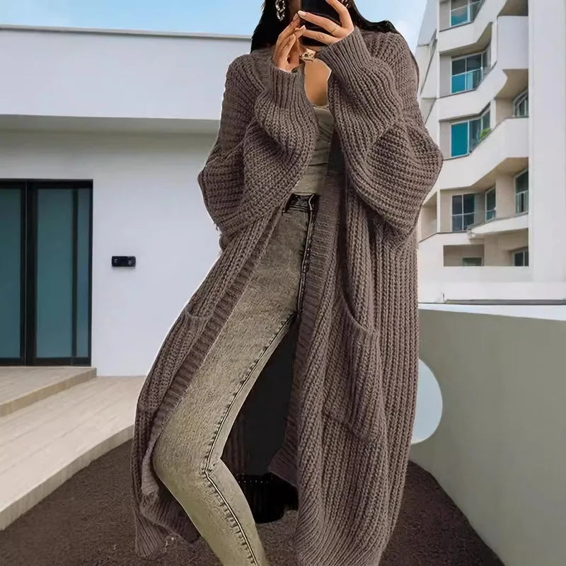 Autumn Luxe Oversized Open-Front Duster Coat