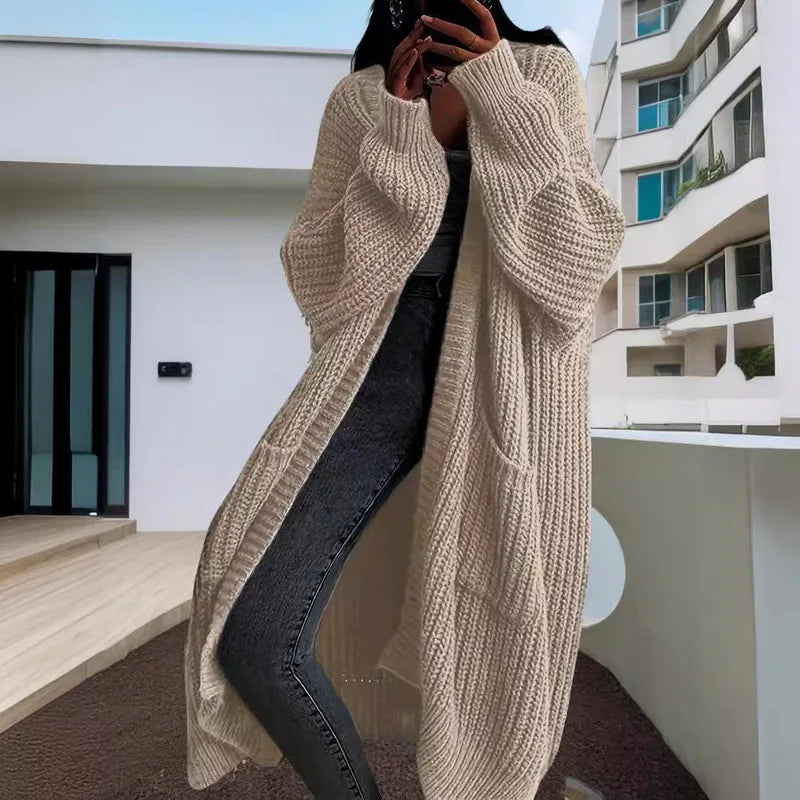 Autumn Luxe Oversized Open-Front Duster Coat
