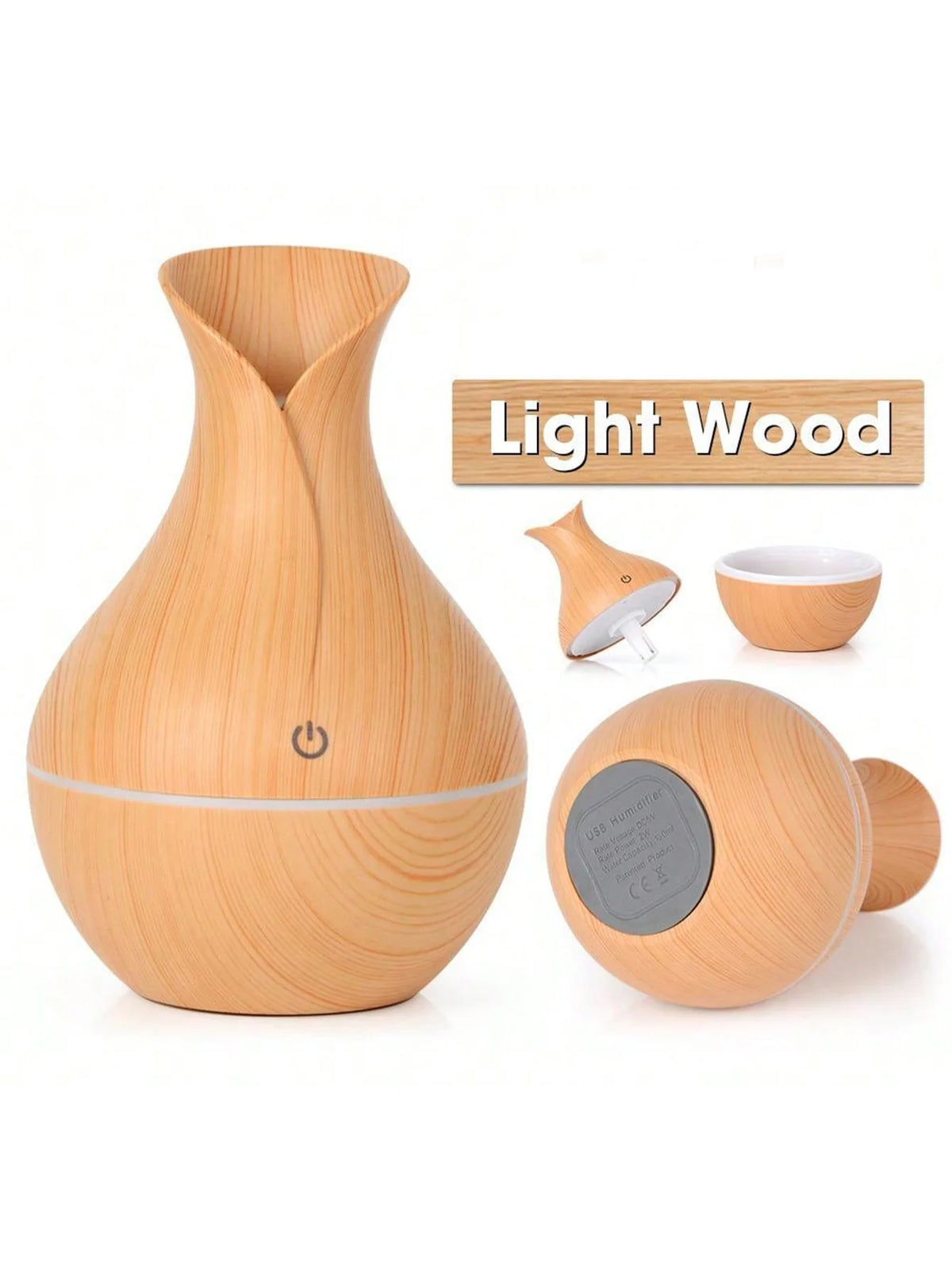 Wood Accent Compact Desk & Bedroom Essential Diffuser (USB)