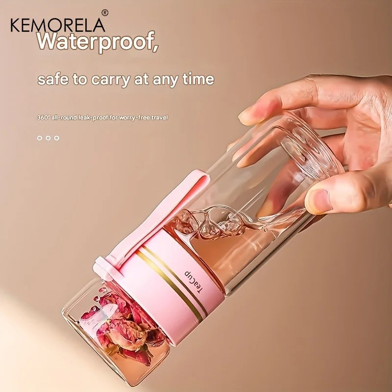 Blissful Brew Double-Wall Glass Tea Tumbler (with Carry Loop)