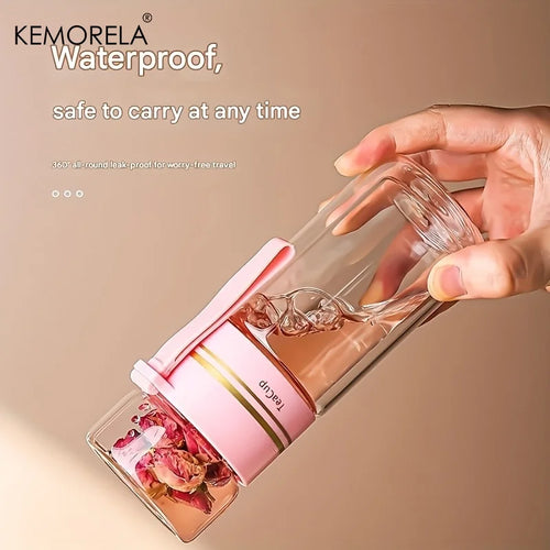Blissful Brew Double-Wall Glass Tea Tumbler (with Carry Loop)