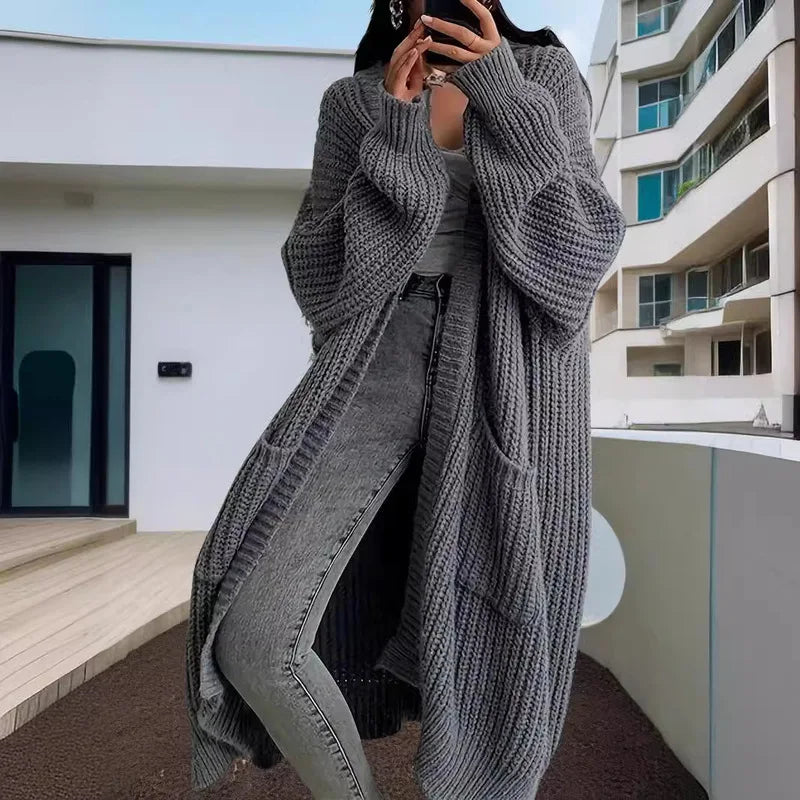 Autumn Luxe Oversized Open-Front Duster Coat