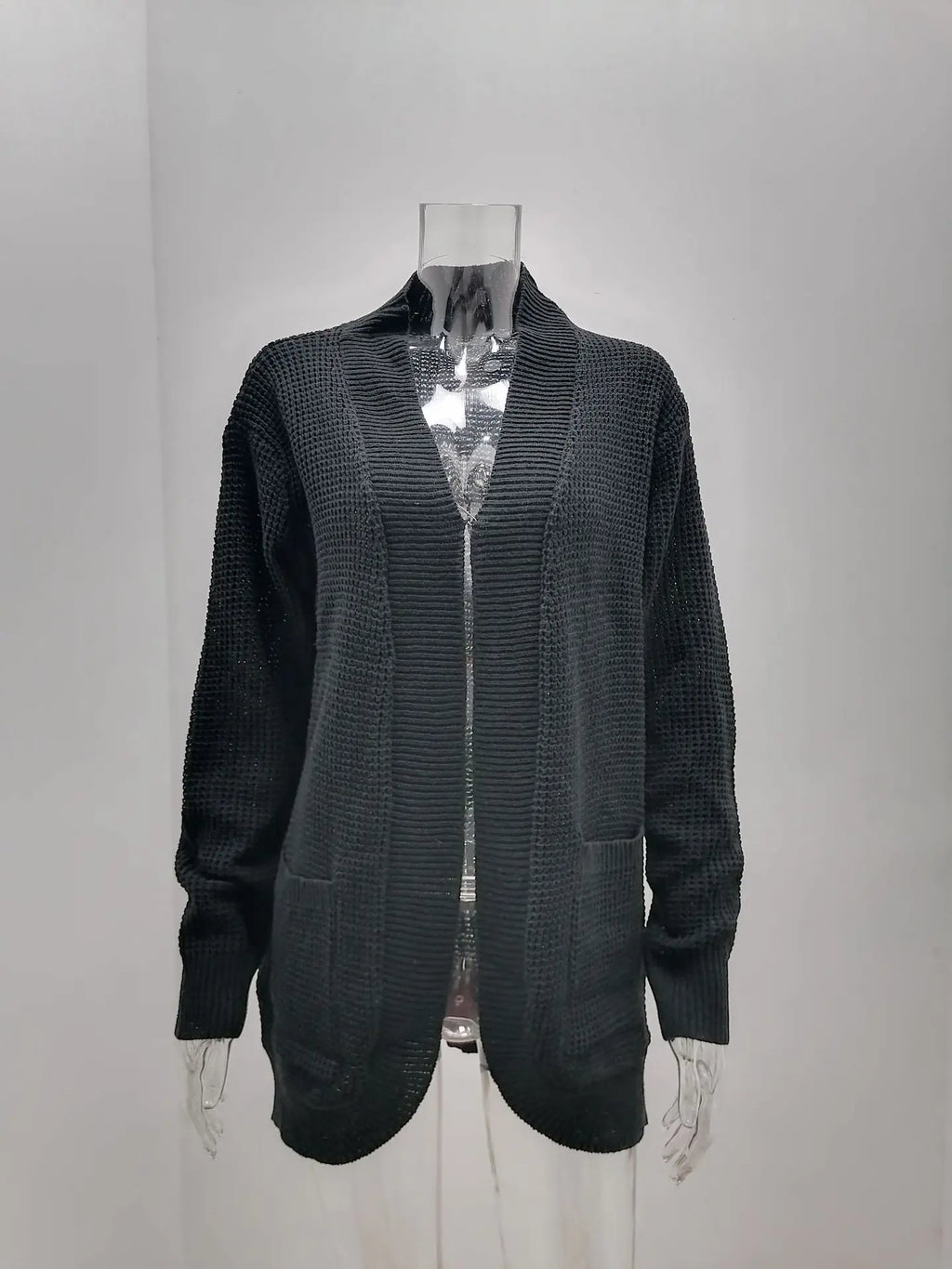Soft Knit Curve-Pocket Sweater Cardigan