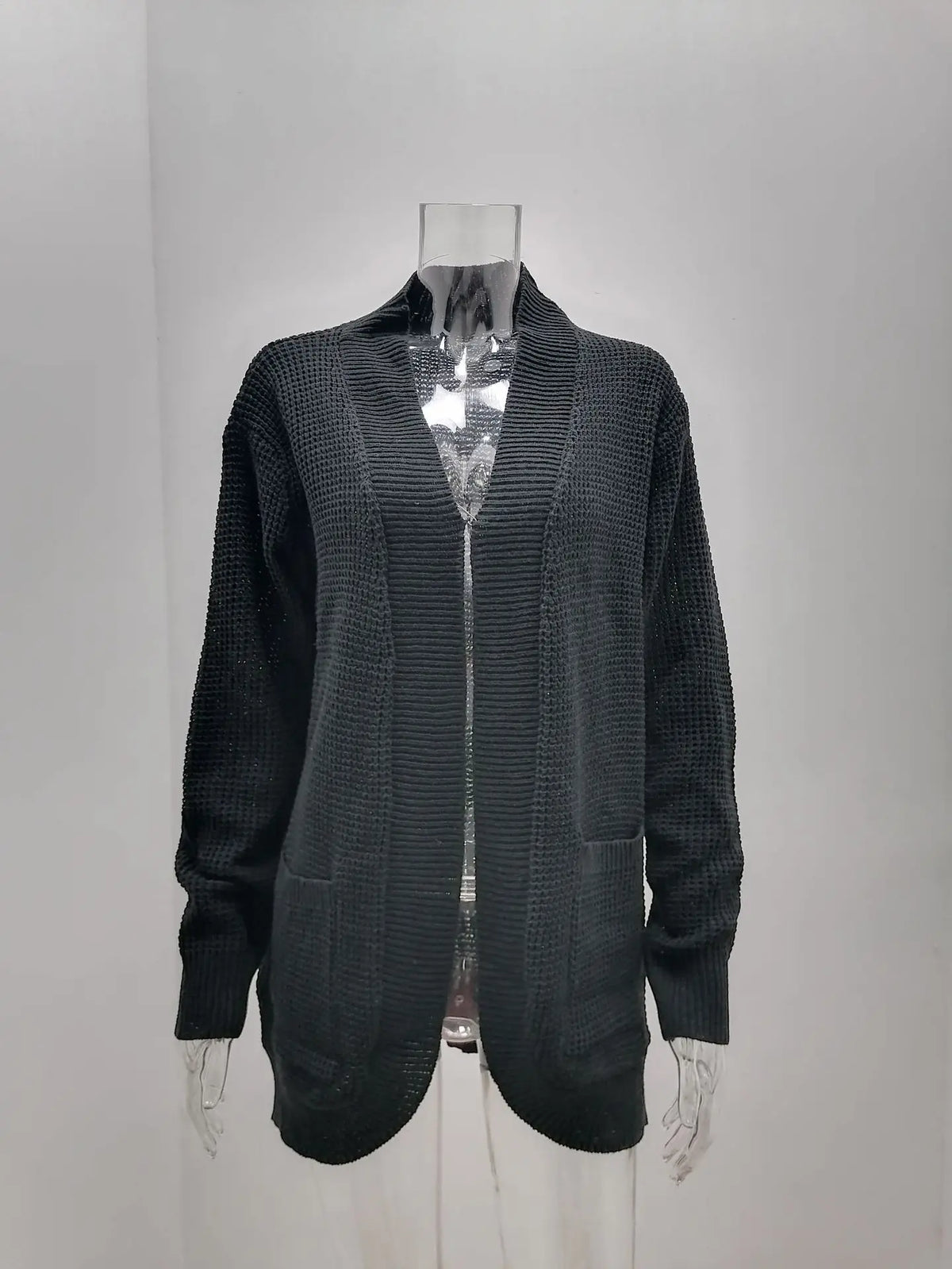 Soft Knit Curve-Pocket Sweater Cardigan