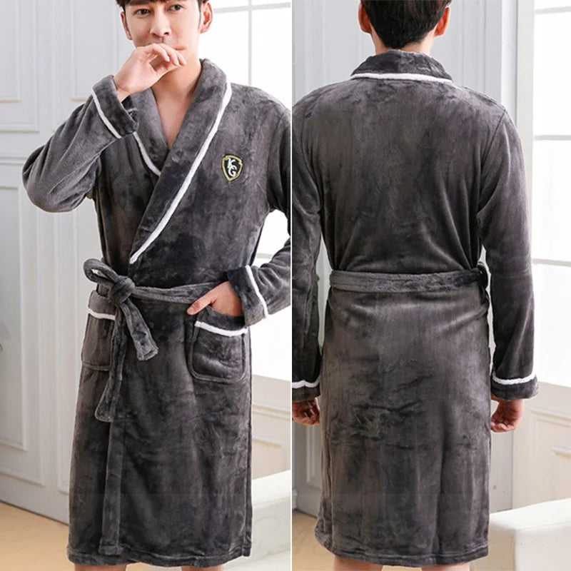 Ultra-Cozy Flannel Kimono Lounge Robe