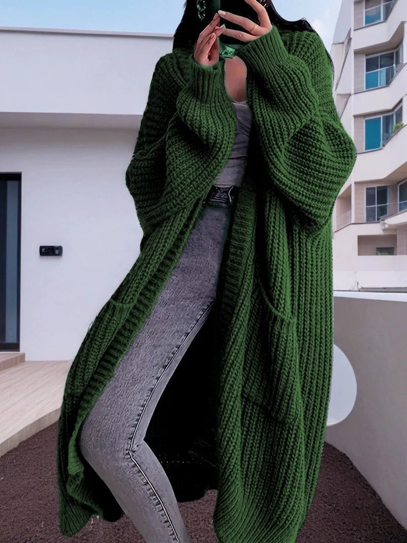 Autumn Luxe Oversized Open-Front Duster Coat