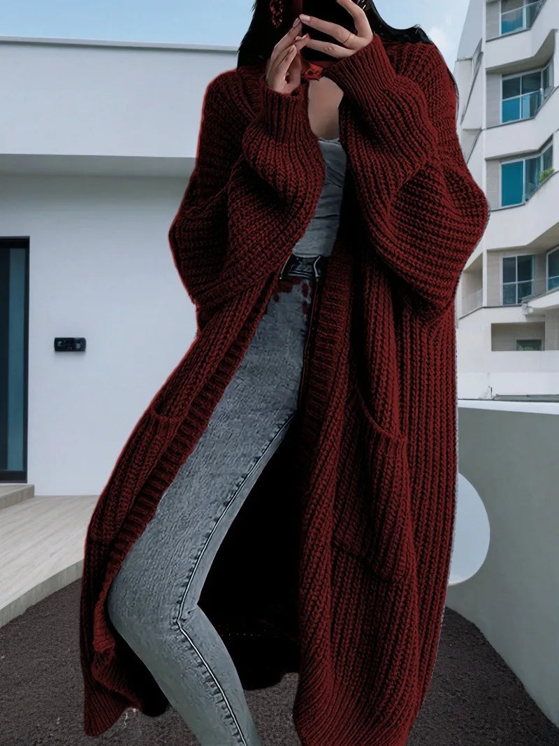 Autumn Luxe Oversized Open-Front Duster Coat