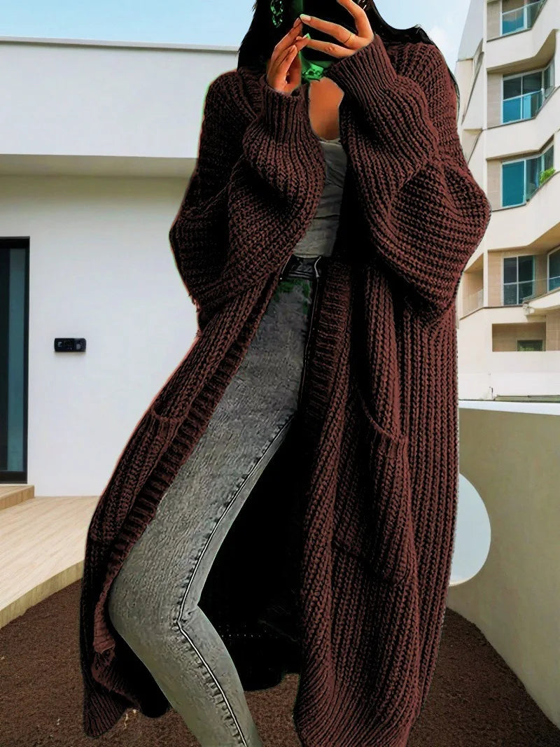 Autumn Luxe Oversized Open-Front Duster Coat