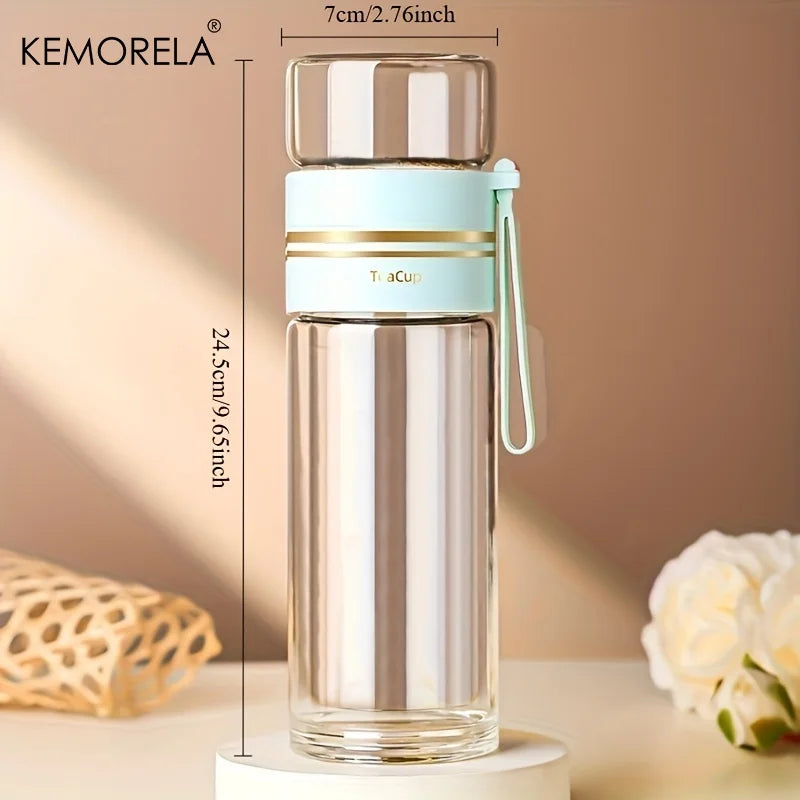 Blissful Brew Double-Wall Glass Tea Tumbler (with Carry Loop)