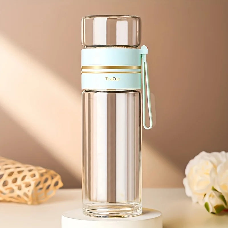 Blissful Brew Double-Wall Glass Tea Tumbler (with Carry Loop)