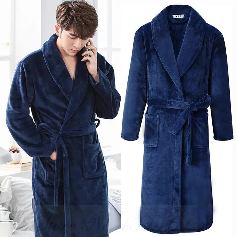 Ultra-Cozy Flannel Kimono Lounge Robe