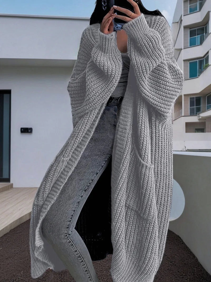 Autumn Luxe Oversized Open-Front Duster Coat