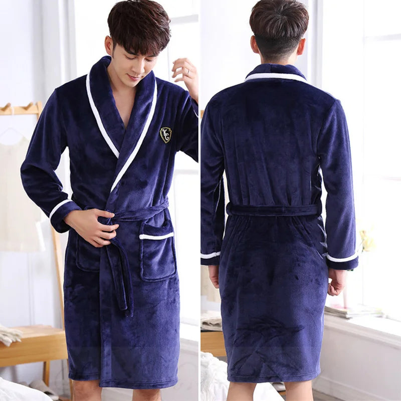 Ultra-Cozy Flannel Kimono Lounge Robe