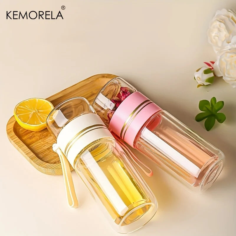 Blissful Brew Double-Wall Glass Tea Tumbler (with Carry Loop)