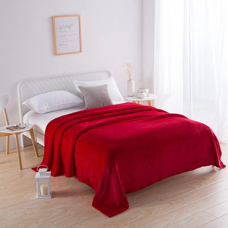 Haven Crimson Plush Throw Blanket