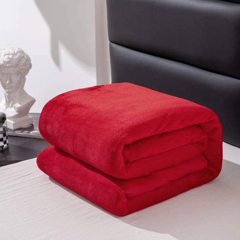 Haven Crimson Plush Throw Blanket