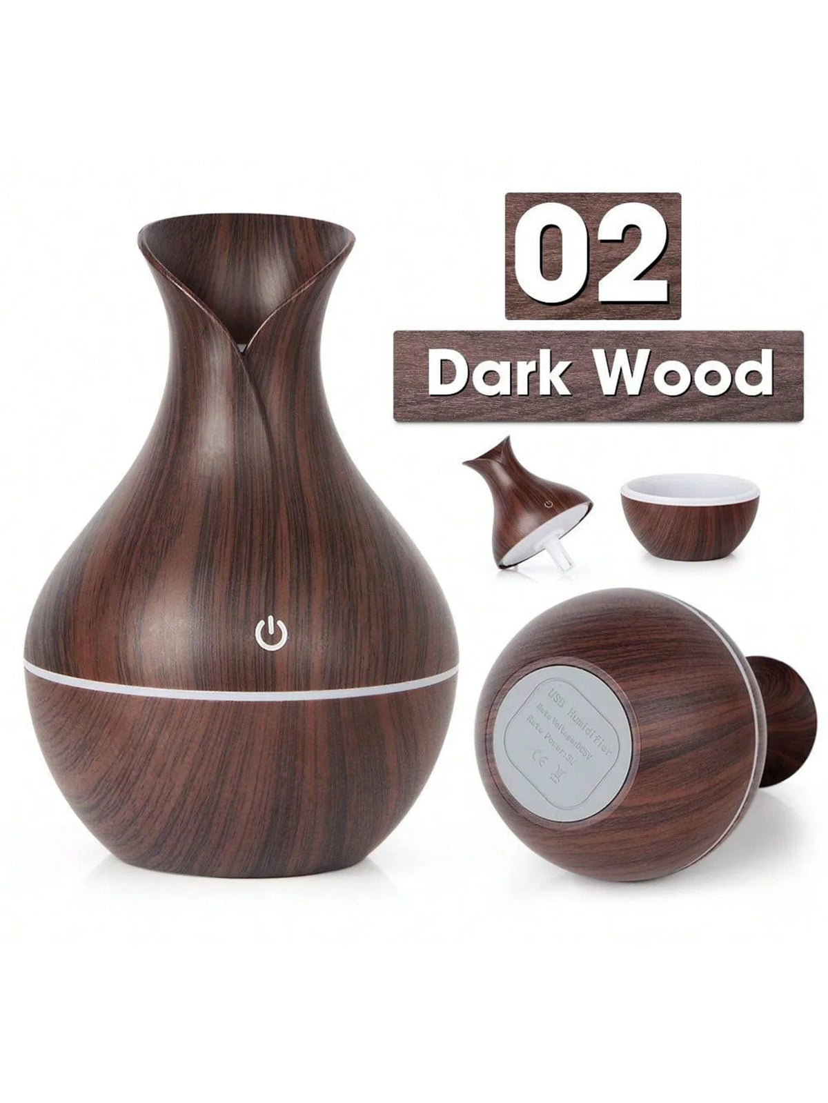 Wood Accent Compact Desk & Bedroom Essential Diffuser (USB)