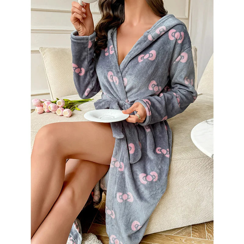 Serene Autumn Double-Side Fleece Robe