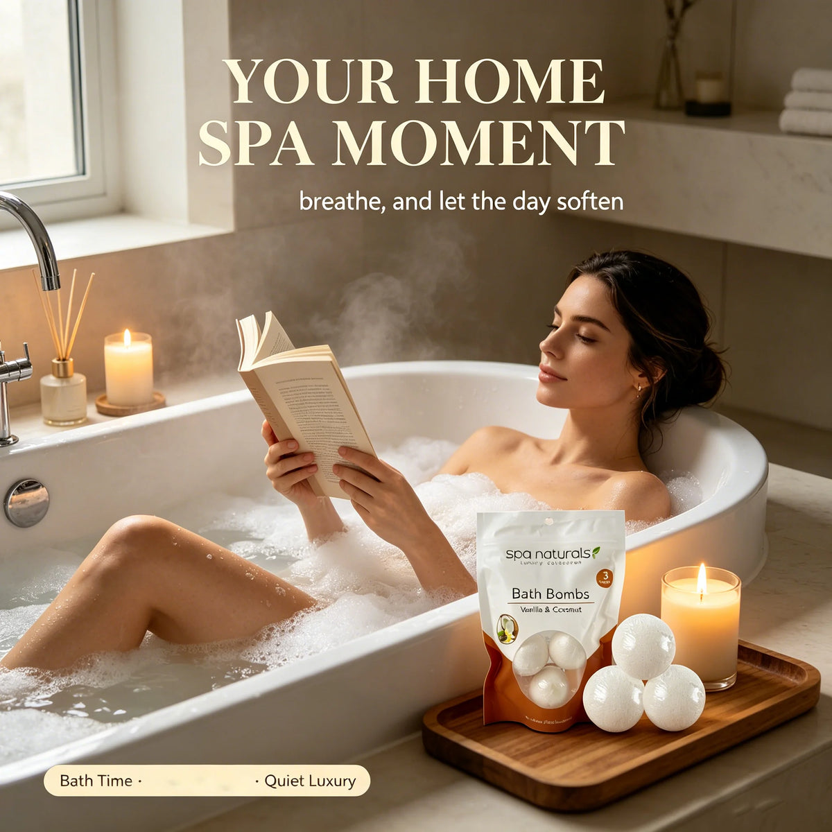 Vanilla & Coconut Bath Bombs, Luxury Spa Collection, Effervescent & Nourishing Bath Fizzies for Personal Care