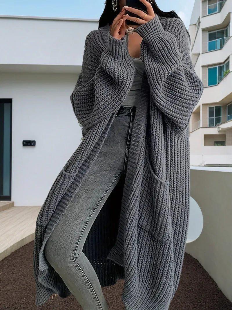 Autumn Luxe Oversized Open-Front Duster Coat
